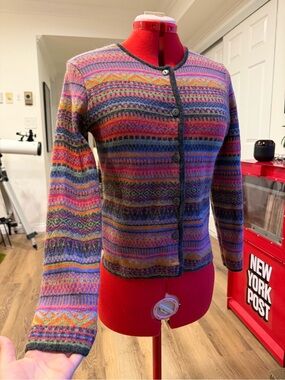 Colorful Multi-Stripe Baby Alpaca Wool Cardigan